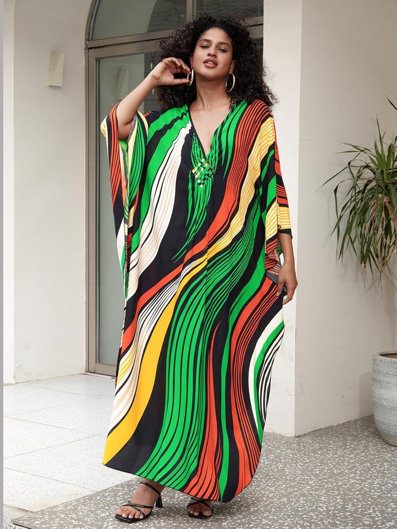 KEYLORTING Women's Plus Size Kaftan Dress – Plus Size Maxi Dress Moo Moos Beach Cover Up,Bathing Suit Cover-Up Loungewear - Image 1